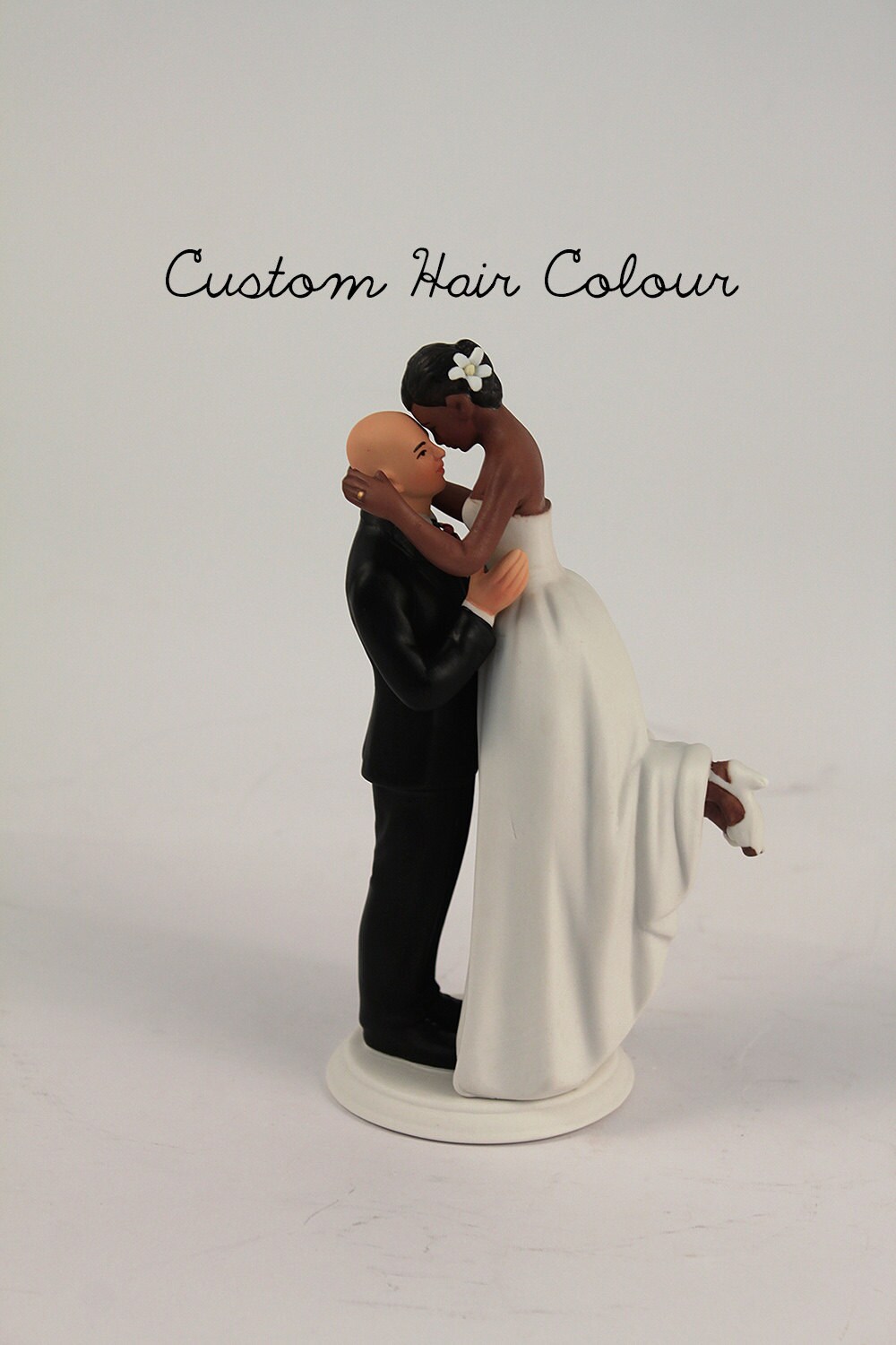 Interlocking Bride and Groom Wedding Cake Topper Light Skin Interlocking Bride and Groom Wedding Cake Topper Light Skin