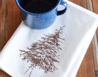 Cloth Napkins - Screen Printed Cloth Napkins - Eco Friendly Dinner Napkins - Fir Tree - Cotton Napkins - Napkin Set - Christmas Napkins