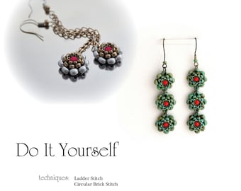 Step by step INSTANT download Pdf beading PATTERN Earrings #22