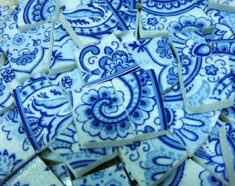 Mosaic Tiles - BLuE & WHiTE PAiSLeY - China Mosaic Tiles