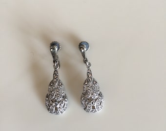 Vintage 1920s Sterling Marcasite Earrings