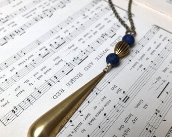 Long Art Deco Necklace with Lapis