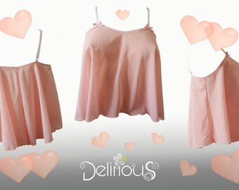 Short/babydoll Camisole with straps Little Pink rose
