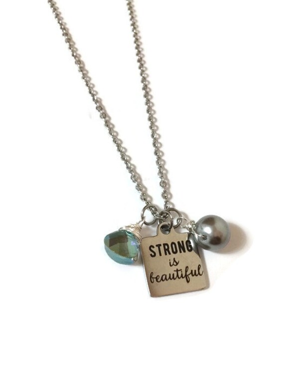 Items similar to Strong is Beautiful Charm Necklace Be Strong Charm