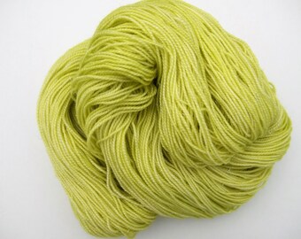 Sparkle Hand dyed Superwash Merino sock weight Wool, Nylon, Indie dyer, "Lettuce", green, lime