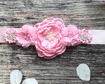 Pink Bling Maternity Sash - Maternity Sash - Baby Shower Sash - Belly Sash - Maternity Belly Sash - Maternity Sash Girl - Pregnancy Sash