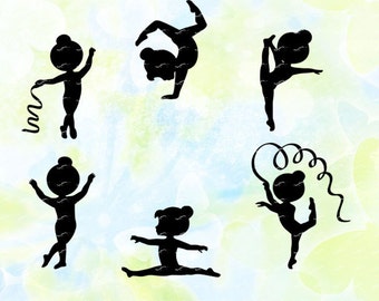 Sport, Little Girl Gymnasts svg, dxf, eps, studio v3, jpg, png, file for Silhouette cameo, curio, cut file for cutting machines, download