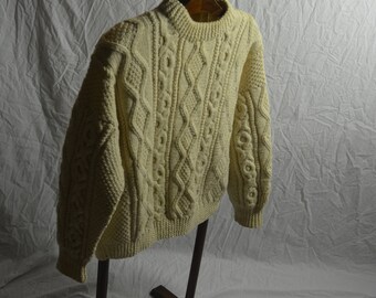 Vintage Aran FISHERMAN Cable Knit Pullover Sweater