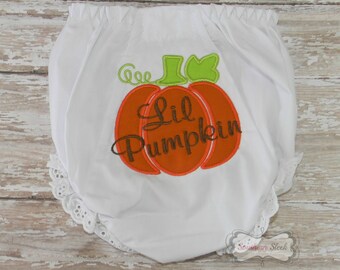 Lil Pumpkin Embroidered Baby Bloomers with Pumpkin