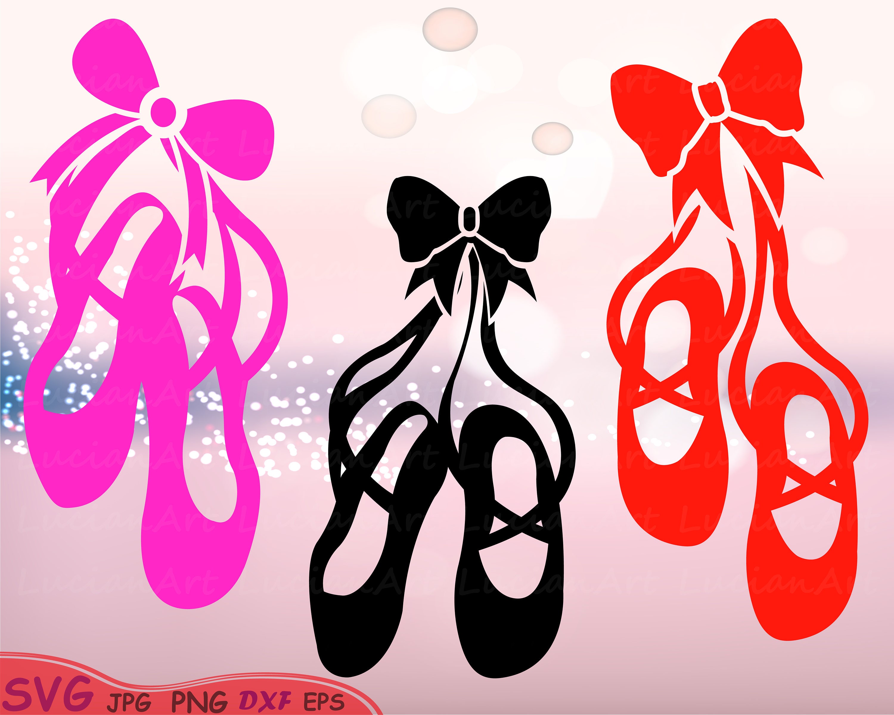 Ballet Shoes Silhouette SVG Cutting Files Digital Clip Art