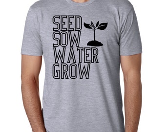 Garden Tshirt Mens Vegan Vegetarian Gardening Shirts Screen printed Clothing Nature Inspired Graphic Plants