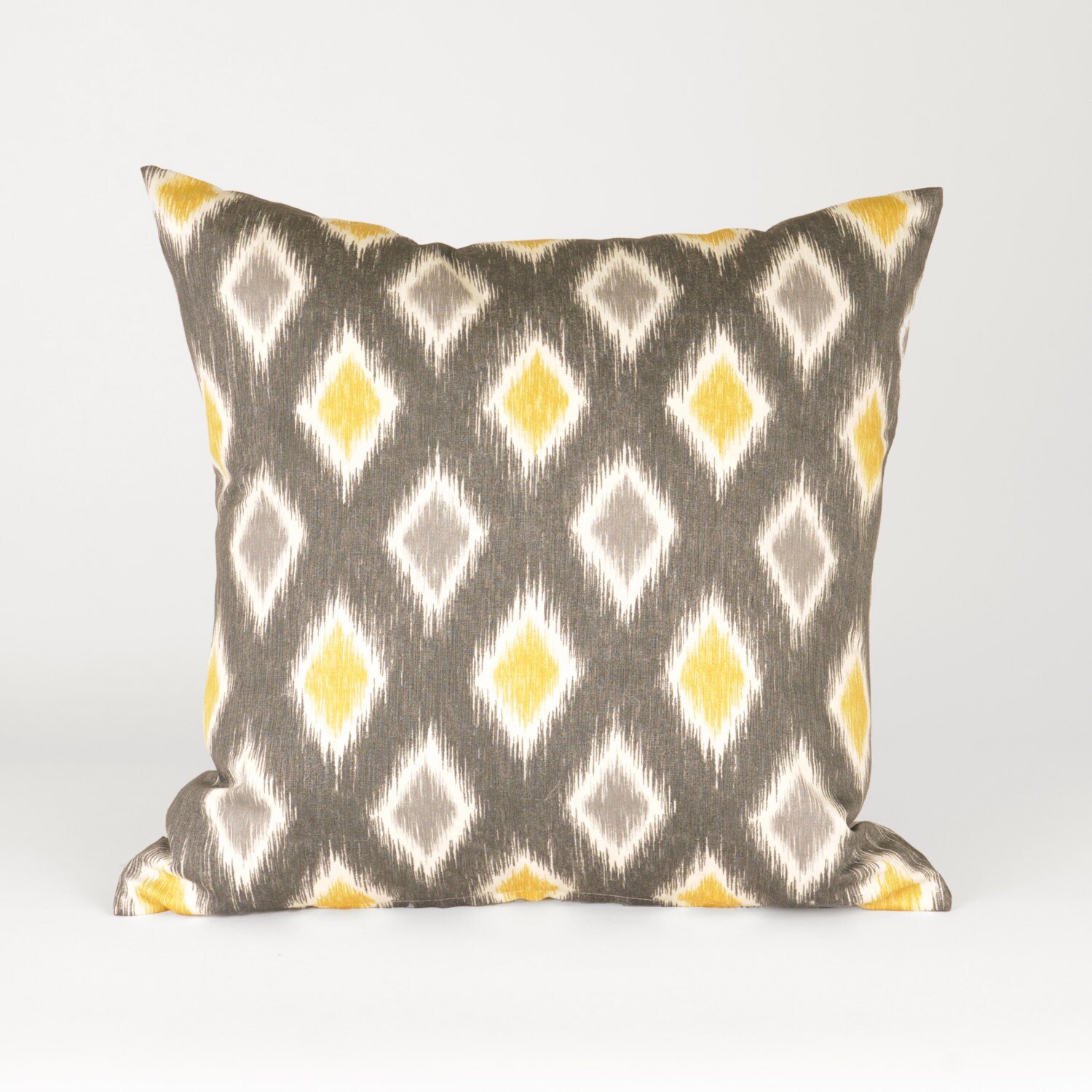 Handmade Throw Pillow with Lush Insert Diamond Print Grey and