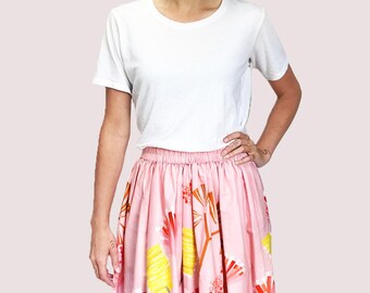 Pink Mauve Protea 100% cotton skirt
