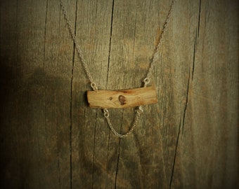 Necklace, chain, necklace, driftwood, wood, driftwood, wood, silver