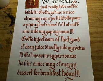 Coffee Lover Illuminated Calligraphy Print