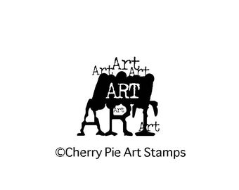 ART graphic wording- CLING rubber STAMP by Cherry Pie G222