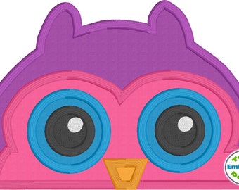 Owl Peeker Applique Machine Embroidery Design