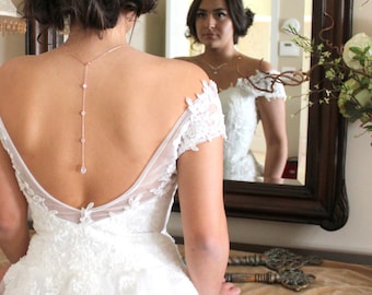 Bridal backdrop necklace, Crystal Back drop necklace, Bridal jewelry, Wedding necklace, Bridal necklace, Bridesmaids jewelry, Rose gold