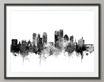 Dayton Skyline, Dayton Ohio Cityscape Art Print Poster (4044)