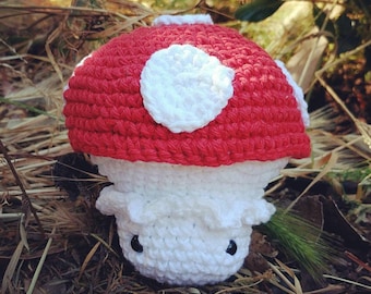 Hand-crocheted toadstool