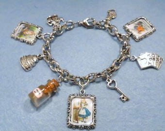 Alice in Wonderland picture and charm bracelet