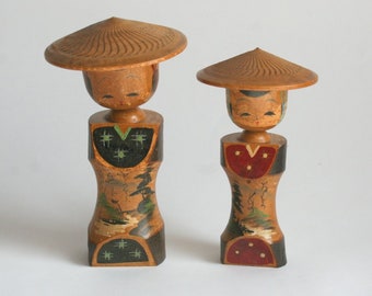 Kokeshi, Kokeshi doll,kokeshi couple,Japanese doll,wooden doll,Japanse vintage
