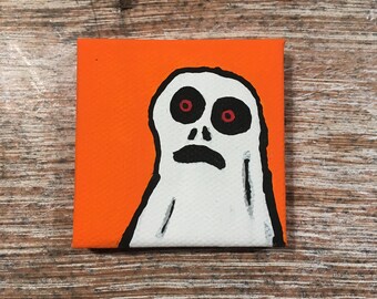 2x2" Ghoulish Ghost Portrait on Orange