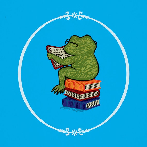 Frog Fiction - animal art poster print by Oliver Lake - iOTA iLLUSTRATiON