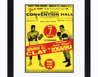 Muhammad Ali Clay Vs Oscar "Ringo" Bonavena - Mounted & Framed Vintage Print