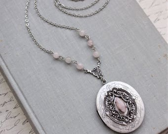 Rose Quartz Locket Necklace