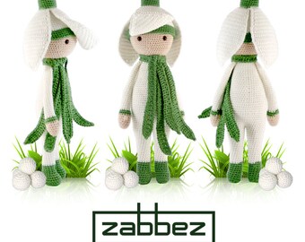 Crochet pattern amigurumi doll "Snowdrop Sia" PDF