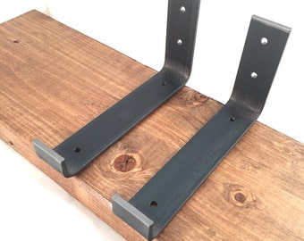 Custom Hook Shelf Bracket, Handcrafted Rustic Reclaimed Salvaged Hook Metal Steel, decorative wall shelve Storage Strap Angle Lip
