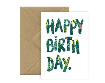 A6 card - HAPPY BIRTHDAY - summer - flower pattern