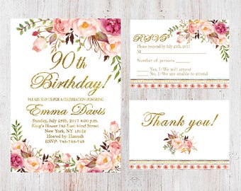 90Th Birthday Invitations Cards 10