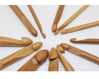 Crochet Hooks | Bamboo | Buy individually or Set of 6 or 12 | Sizes 3mm - 10mm Wooden Crochet Hooks | Crochet Needles FREE GIFT WRAP