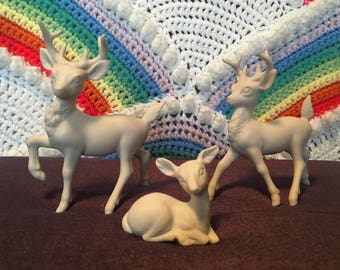 Vintage Ceramic Deer Figurine Statues Set of 3