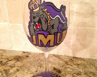 Hand-painted college wine glass