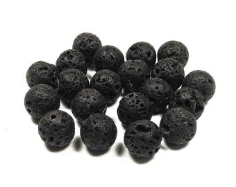 20 natural 8 mm lava stone beads