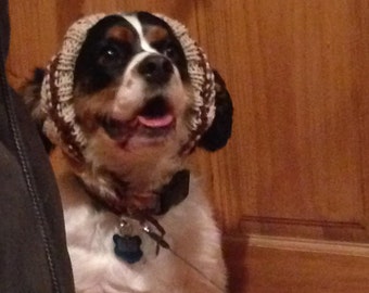 Cream Knit Dog Hat, Pets Knitted Hat, Knit Dog Beanie, dog pixie hat