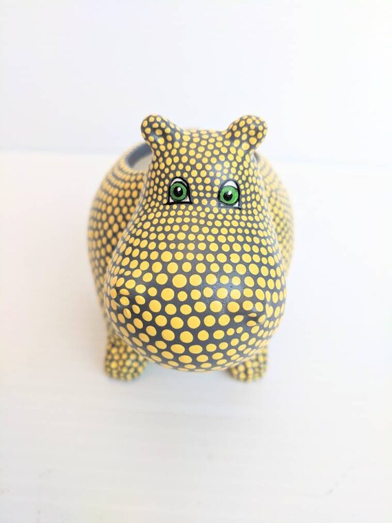 Hippopotamus planter hand painted ceramic hippo succulent planter yellow Hippo