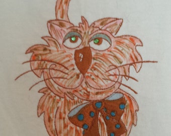 Embroidered Red Tabby Size: L HUGE CLEARANCE SALE