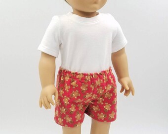 Boxers and T Shirt for 18" Boy Doll Like American Girl's Logan; Boy Doll Flannel Boxer Shorts; Boy Doll Underwear; Boy Doll Sleepwear