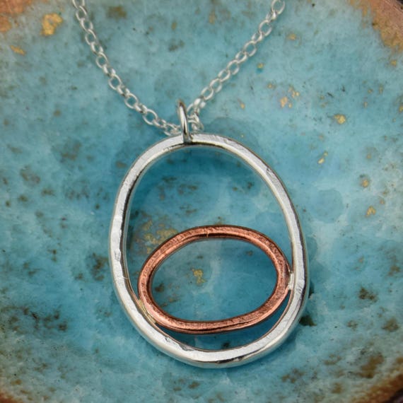 Silver and Copper Pendant Copper Pendant Rustic Necklace
