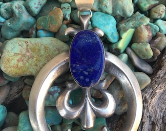 Chimney Butte Lapis & Sterling Silver Naja Pendant Signed