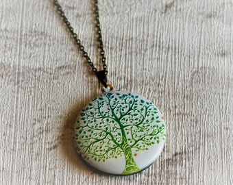 Tree Locket Necklace, Woodland Forest Necklace