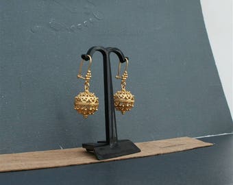 14k Gold Ball Earrings, Large Gold Earrings, Dubrovik Filigree Earrings, Statement Earrings, Gold Filigree Ball Earrings, Croatian Earrings