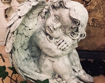 Hand painted cherub , angel