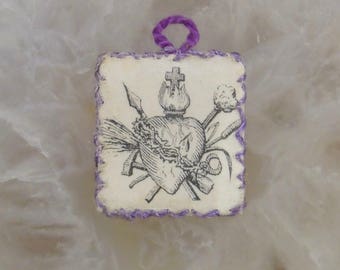 Religious Ex voto scapular sacred heart