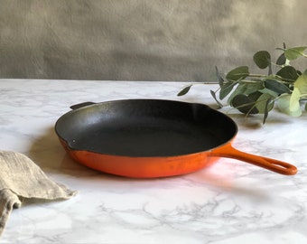 Le Creuset Enamel Cast Iron Pan, Orange Enamel Cast Iron Pan, Le Creuset Pan