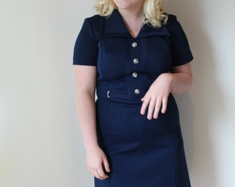 Vintage Navy Shift Dress (Size 12 - 14 UK)
